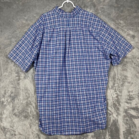 Ralph Lauren 2XLT Blue Pink Plaid Short Sleeve Button Mens Shirt Flesh Pony - Picture 7 of 7
